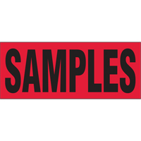 "Samples" Special Handling Labels, 5" L x 2" W, Black on Red PB Rental Co. Ltd.