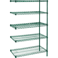 Heavy-Duty Green Epoxy Finish Wire Shelving, Add-On Kit, 5 Tiers, 36" W x 74" H x 18" D PB Rental Co. Ltd.