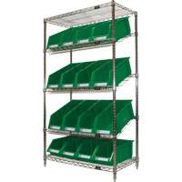 Slanted Wire Shelf with Bins, 5 Tiers, 36" W x 63" H x 18" D PB Rental Co. Ltd.