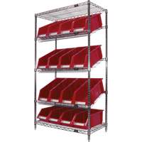 Slanted Wire Shelf with Bins, 5 Tiers, 36" W x 63" H x 18" D PB Rental Co. Ltd.