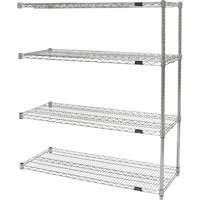 Heavy-Duty Chromate Wire Shelving, Add-On Kit, 4 Tiers, 36" W x 54" H x 24" D PB Rental Co. Ltd.