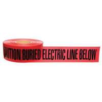 "Buried Electric Line" Identoline&reg; Underground Warning Tape, 3" W x 1000' L, Black on Red PB Rental Co. Ltd.