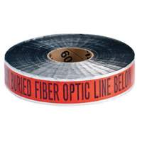 Ruban d'avertissement de danger souterrain Fiber Optic Line Identoline, 2" la x 1000' lo, Noir/orange PB Rental Co. Ltd.
