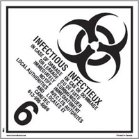 TDG Shipping Labels, Class 6.2, Infectious Substances, Paper PB Rental Co. Ltd.