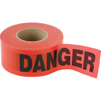 Petits rubans standards pour barricades, Anglais, 3" la x 300' lo, 2 mils, Noir/rouge PB Rental Co. Ltd.