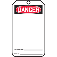 Safety Tags, Plastic, 3-3/8" W x 5-7/8" H, English PB Rental Co. Ltd.