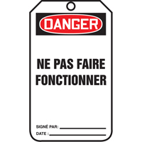 &eacute;tiquettes de verrouillage, Papier cartonn&eacute;, 3-1/8" la x 5-7/8" h, Français PB Rental Co. Ltd.
