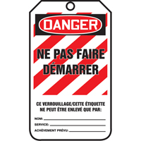 &eacute;tiquettes de verrouillage, Papier cartonn&eacute;, 3-1/8" la x 5-7/8" h, Français PB Rental Co. Ltd.