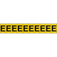 Rep&egrave;res adh&eacute;sifs &agrave; lettres individuelles, E, 1" h, Noir sur jaune PB Rental Co. Ltd.