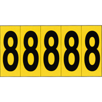 Rep&egrave;res adh&eacute;sifs &agrave; chiffres individuels, 8, 3-7/8" h, Noir sur jaune PB Rental Co. Ltd.
