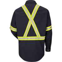 Chemise de travail avec bordure r&eacute;fl&eacute;chissante, Coton/nylon, Petit, Bleu marin PB Rental Co. Ltd.
