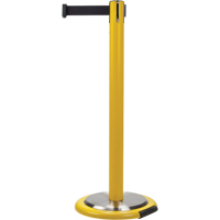 Free-Standing Crowd Control Barrier, Steel, 35" H, Black Tape, 7' Tape Length PB Rental Co. Ltd.