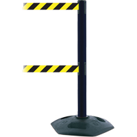 Dual Line Heavy Duty Post, Plastic, 38" H, Black/Yellow Tape, 7.5' Tape Length PB Rental Co. Ltd.