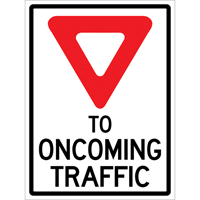 Enseigne enroulable de circulation  Yield to Oncoming Traffic , 36" x 48", Vinyle, Anglais avec pictogramme PB Rental Co. Ltd.