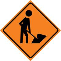 Men at Work Roll-Up Traffic Sign, 29-1/2" x 29-1/2", Vinyl, Pictogram PB Rental Co. Ltd.