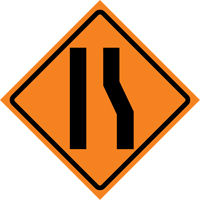 Merge Left Roll-Up Traffic Sign, 29-1/2" x 29-1/2", Vinyl, Pictogram PB Rental Co. Ltd.