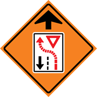 Yield Ahead Roll-Up Traffic Sign, 29-1/2" x 29-1/2", Vinyl, Pictogram PB Rental Co. Ltd.