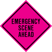 "Emergency Scene Ahead" Roll-Up Traffic Sign, 36" x 36", Vinyl, English PB Rental Co. Ltd.