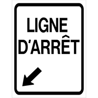 "Ligne d'Arr&ecirc;t" Roll-Up Traffic Sign, 23-3/5" x 29-1/2", Vinyl, French with Pictogram PB Rental Co. Ltd.