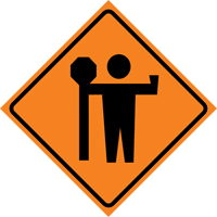 Flagman Roll-Up Sign Traffic Sign, 29-1/2" x 29-1/2", Vinyl, Pictogram PB Rental Co. Ltd.