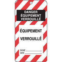 &eacute;tiquettes de verrouillage, Plastique, 3" la x 5-3/4" h, Français PB Rental Co. Ltd.