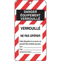 &eacute;tiquettes de verrouillage, Plastique, 3" la x 5-3/4" h, Français PB Rental Co. Ltd.