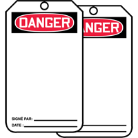 &eacute;tiquettes de s&eacute;curit&eacute; avec ent&ecirc;te vierge, Papier cartonn&eacute;, 3-1/8" la x 5-7/8" h, Français PB Rental Co. Ltd.