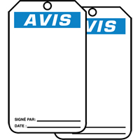 &eacute;tiquettes de s&eacute;curit&eacute; en français - &eacute;tiquettes avec ent&ecirc;ge vierge, Papier cartonn&eacute;, 3-1/8" la x 5-7/8" h, Français PB Rental Co. Ltd.
