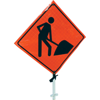 Enseigne sur poteau pr&eacute;sence de travailleurs, 24" x 24", Vinyle, Pictogramme PB Rental Co. Ltd.