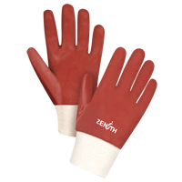 Red Smooth-Finish Chemical-Resistant Gloves, Size Large/9, 10" L, PVC, Interlock Inner Lining, 47-mil PB Rental Co. Ltd.