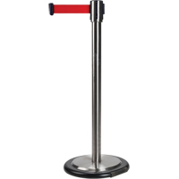 Free-Standing Crowd Control Barrier, Steel, 35" H, Red Tape, 12' Tape Length PB Rental Co. Ltd.