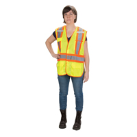 Veste d'arpenteur haute visibilit&eacute;, conforme &agrave; la CSA, Jaune lime haute visibilit&eacute;, Moyen, Polyester PB Rental Co. Ltd.