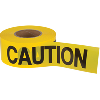 Ruban pour barricade Caution, Anglais, 3" la x 1000' lo, 1,5 mil, Noir sur jaune PB Rental Co. Ltd.