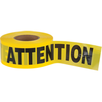 Ruban pour barricade Attention, Bilingue, 3" la x 1000' lo, 2,5 mils, Noir sur jaune PB Rental Co. Ltd.