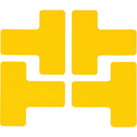 Autocollants pour d&eacute;limitation des coins sur le sol, T, 5" lo x 2" la, Jaune, Polyester PB Rental Co. Ltd.
