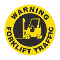 Panneau de signalisation au sol  Warning Forklift Traffic , Adh&eacute;sif, Anglais avec pictogramme PB Rental Co. Ltd.