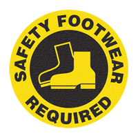 Panneau de signalisation au sol  Safety Footwear , Adh&eacute;sif, Anglais avec pictogramme PB Rental Co. Ltd.