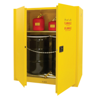 Vertical Drum Storage Cabinet, 110 US gal. Cap., 2 Drums, Yellow PB Rental Co. Ltd.