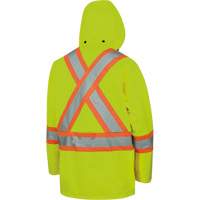 5596 Veste de s&eacute;curit&eacute; haute visibilit&eacute; imperm&eacute;able et l&eacute;g&egrave;re avec capuchon d&eacute;tachable, Polyester, Jaune lime haute visibilit&eacute;, Petit PB Rental Co. Ltd.