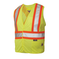 Veste de s&eacute;curit&eacute; d&eacute;tachable en cinq points, Jaune lime haute visibilit&eacute;, Grand/T-Grand, Polyester PB Rental Co. Ltd.