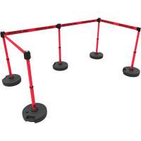 Ensemble de cinq montants pour barri&egrave;re PLUS, Plastique, 42" h, Ruban Rouge, Longueur du ruban 15' PB Rental Co. Ltd.