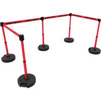 Ensemble de cinq montants pour barri&egrave;re PLUS, Plastique, 42" h, Ruban Rouge, Longueur du ruban 15' PB Rental Co. Ltd.
