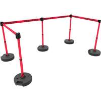 Ensemble de cinq montants pour barri&egrave;re PLUS, Plastique, 42" h, Ruban Rouge, Longueur du ruban 15' PB Rental Co. Ltd.