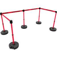 Ensemble de cinq montants pour barri&egrave;re PLUS, Plastique, 42" h, Ruban Rouge, Longueur du ruban 15' PB Rental Co. Ltd.