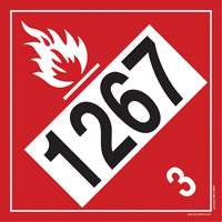 Plaque-&eacute;tiquette TMD 1267 pour liquide inflammable p&eacute;trole brut, Vinyle adh&eacute;sif PB Rental Co. Ltd.