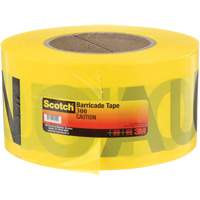 Ruban pour barri&egrave;res pour services publics souterrains Scotch, Anglais, 3" la x 1000' lo, 2 mils, Noir sur jaune PB Rental Co. Ltd.