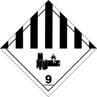 &eacute;tiquettes de manutention de mati&egrave;res dangereuses du d&eacute;partement des Transports, 4" lo x 4" la, Noir sur blanc PB Rental Co. Ltd.