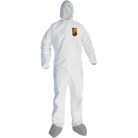 Combinaison de protection contre les liquides et les particules A45 KleenGuard avec sabot antid&eacute;rapant, Grand, Gris/Blanc, Micropore PB Rental Co. Ltd.