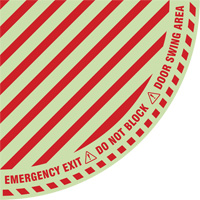 Signalisation au sol ?Emergency Exit? (sortie de secours) pour porte battante en quart de cercle, Adh&eacute;sif, Anglais avec pictogramme PB Rental Co. Ltd.