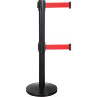 Dual Belt Crowd Control Barrier, Steel, 35" H, Red Tape, 7' Tape Length PB Rental Co. Ltd.